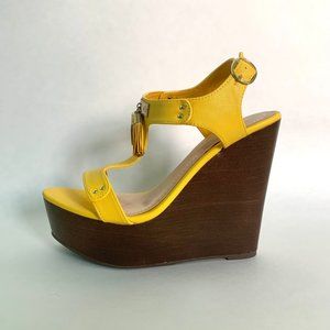 BAMBOO Yellow Wedge Sandals